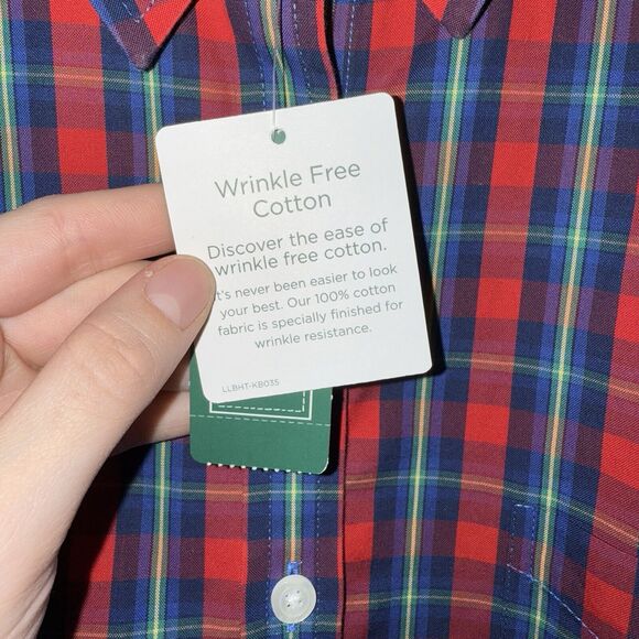 NWT LL Bean Men’s Wrinkle Free Long Sleeve Plaid Button Down Shirt Size Large - Picture 6 of 10